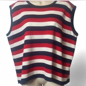 Vintage‎ Striped Sleeveless Patriotic Sweater